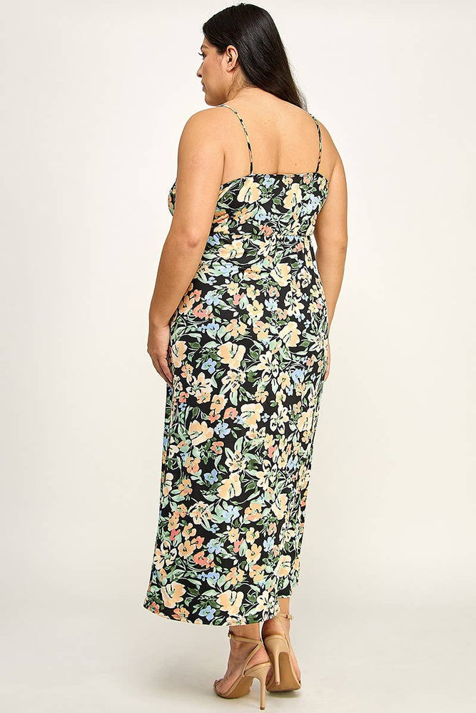 Plus Size Floral Wrap Maxi Dress