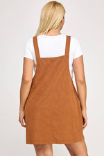 Plus Size Corduroy Pinafore Overall Dress