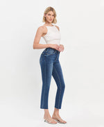 High Rise Crop Slim Straight Jeans