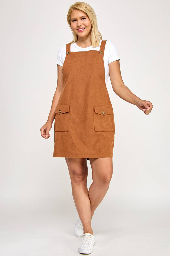 Plus Size Corduroy Pinafore Overall Dress