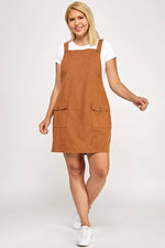 Plus Size Corduroy Pinafore Overall Dress