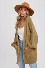Chunky Cable Knit Cardigan Olive