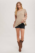 Stripe Contrast Pullover Latte