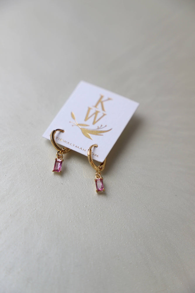 Rectangle CZ Baguette Huggie Earrings