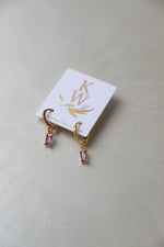 Rectangle CZ Baguette Huggie Earrings