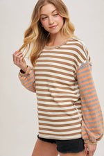 Stripe Contrast Pullover Latte