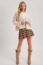 Button Down Cable Knit Cardigan