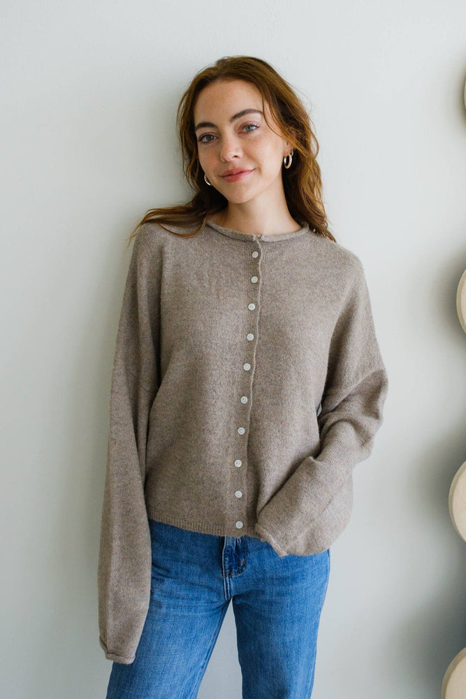 Button Front Cardigan Mocha