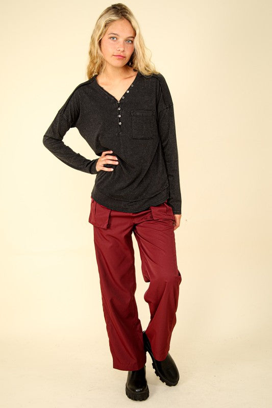 Comfy Knit Long Sleeve Top Black