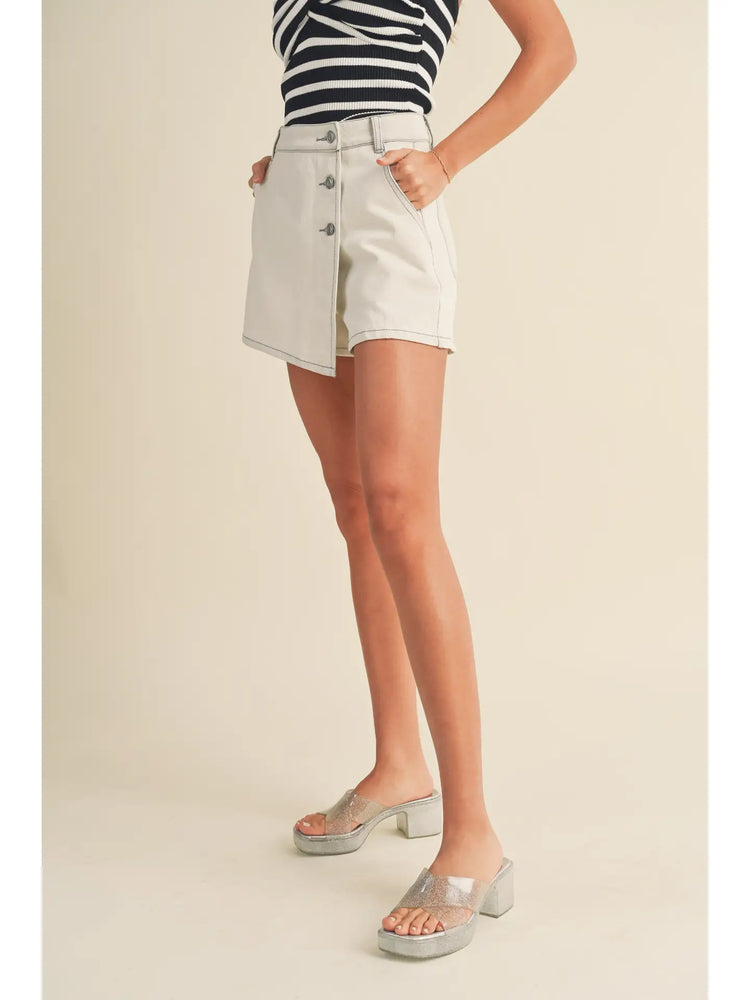 Lilac Lemon Button Front White Envelope Style Skort Small