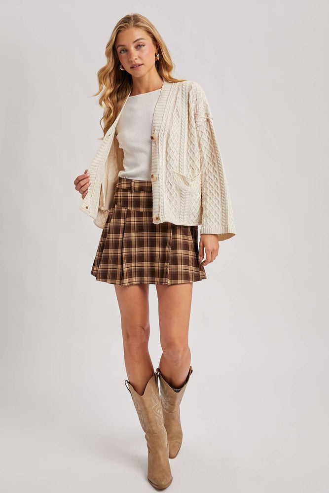 Button Down Cable Knit Cardigan