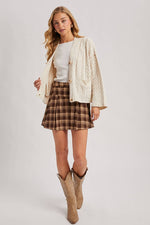 Button Down Cable Knit Cardigan
