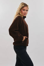 Mock Neck Fleece Jacket Mocha