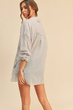 Striped Button Down Shirt Grey