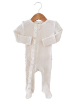Organic Waffle 2-Way Zip Ruffle Footie Snow