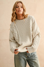 Round Neck Cable Knit Top