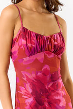 Floral Midi Dress Red and Pink
