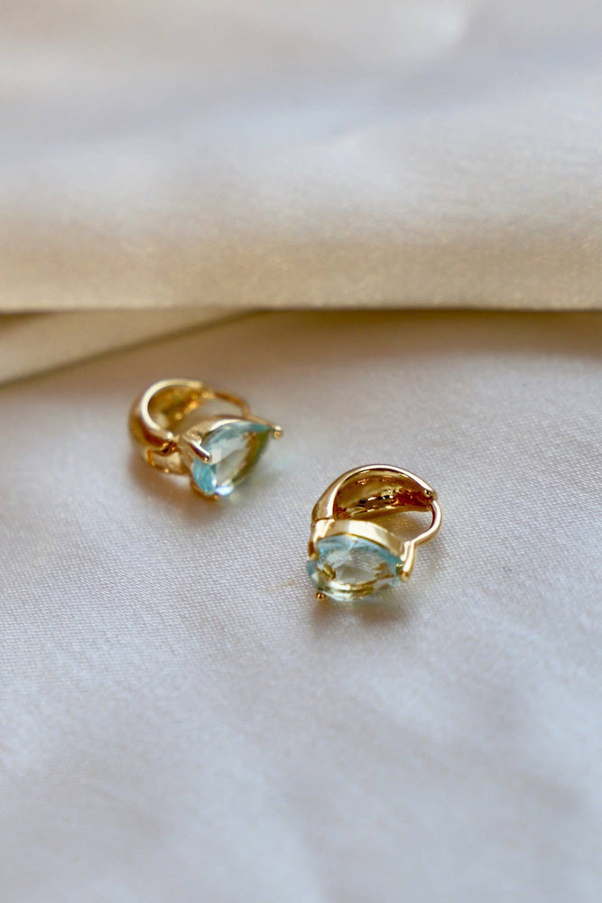Crystal Teardrop Huggies Aquamarine
