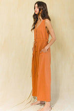 Tie Waist Jumpsuit Rust