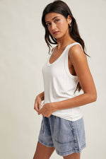 Basic Scoop Neck Tank White