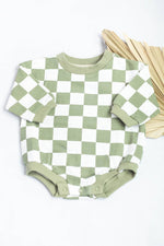 Checkered Oversized Bubble Romper French Terry