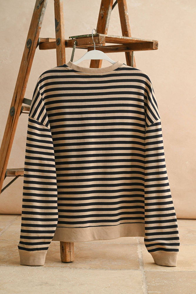 Striped Knit Long Sleeve Pullover