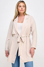 Plus Size Trench Jacket W/Tie