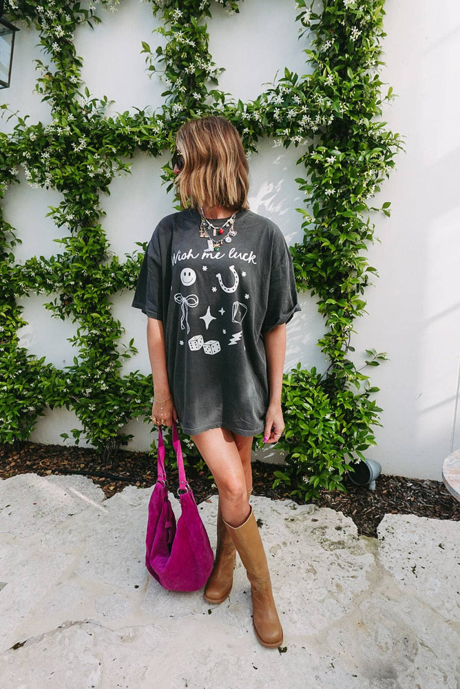 Wish Me Luck Graphic Tee Charcoal