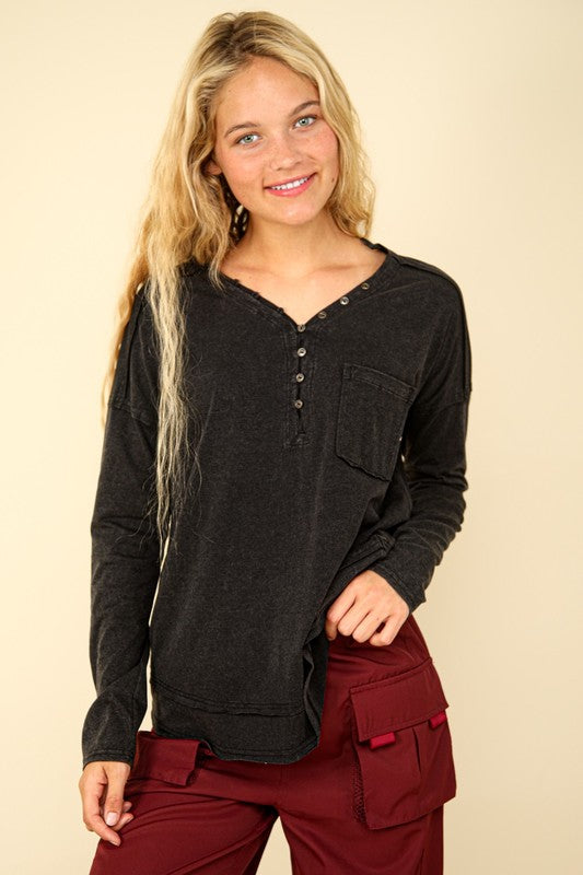 Comfy Knit Long Sleeve Top Black