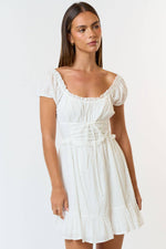 Lace Up Front Swiss Dot Mini Dress
