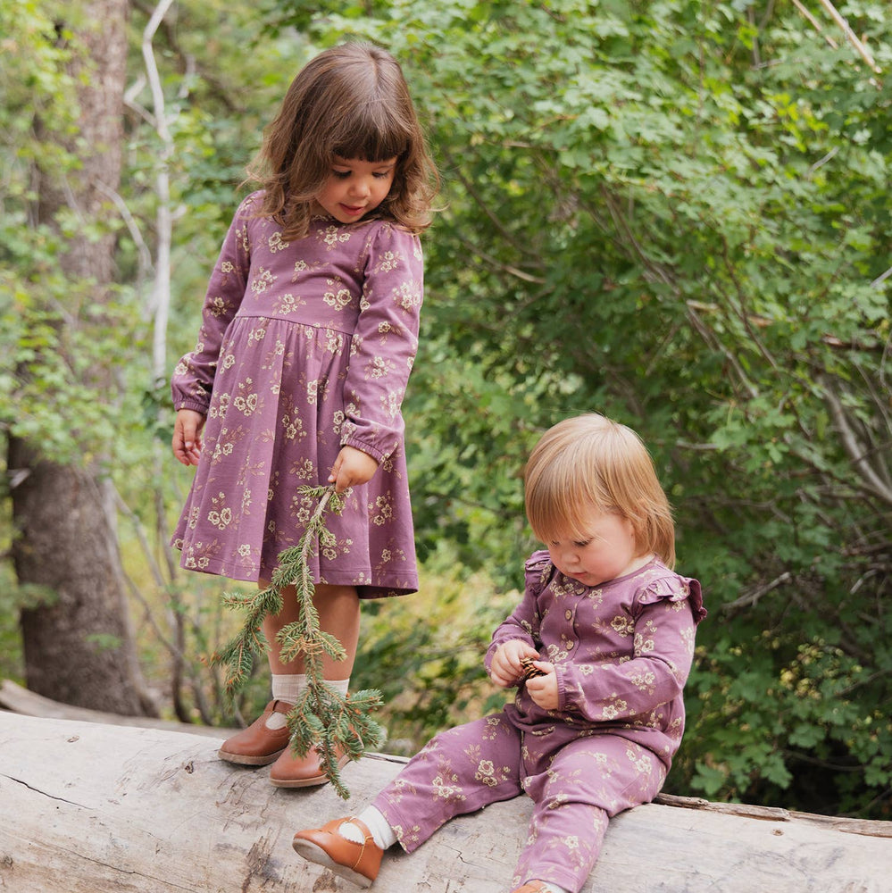 Flutter Sleeve Romper Orchid Blooms