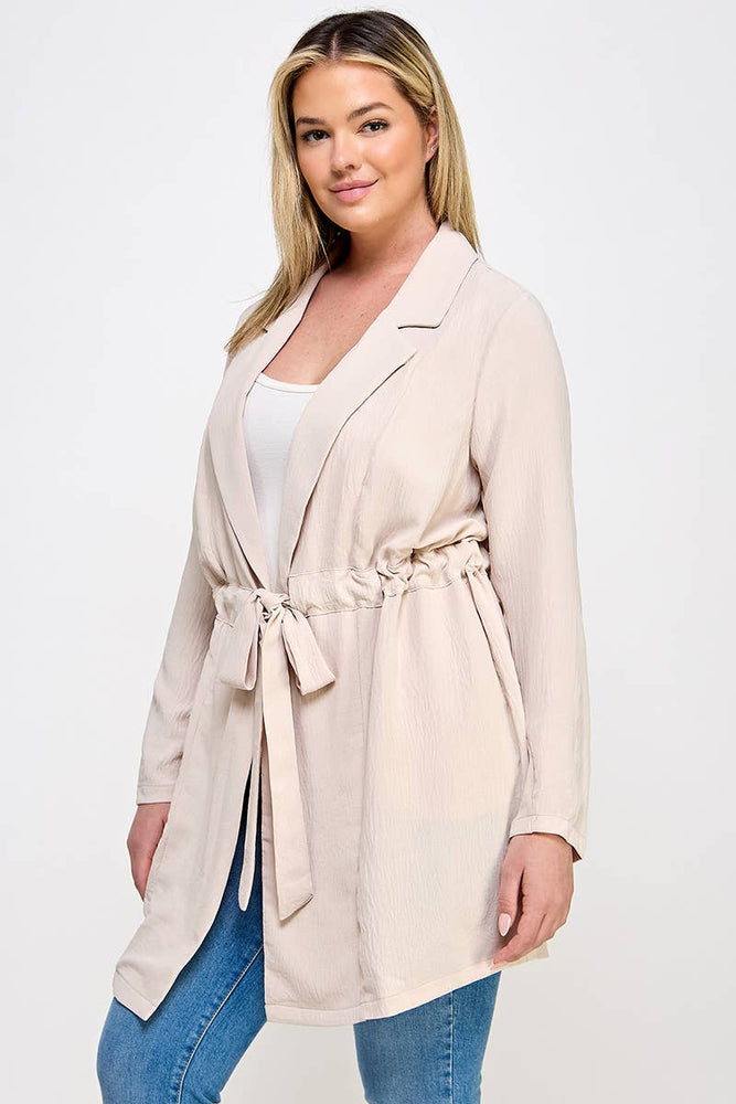 Plus Size Trench Jacket W/Tie