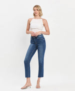 High Rise Crop Slim Straight Jeans