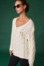 Cable Knit V-Neck Sweater