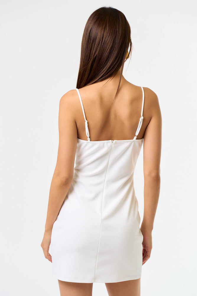 Bow Strap Mini Dress Off White