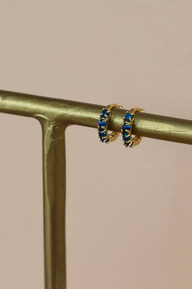 Dark Blue Opal Mini Hoops