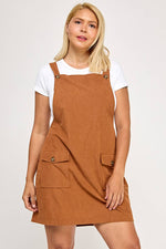 Plus Size Corduroy Pinafore Overall Dress