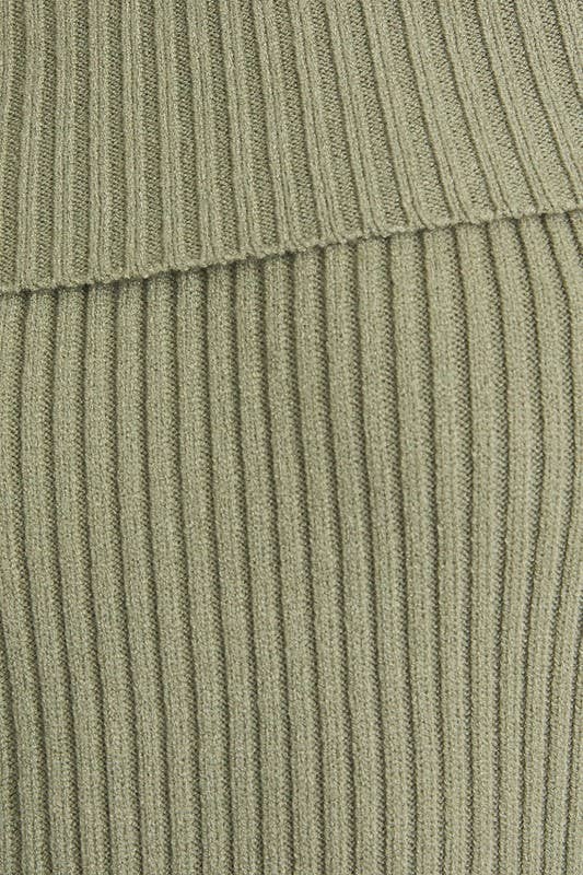 Ballon Sleeve Off Shoulder Sweater Dress Sage