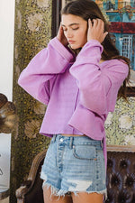 Back Tie Pullover Crop Top Lavender