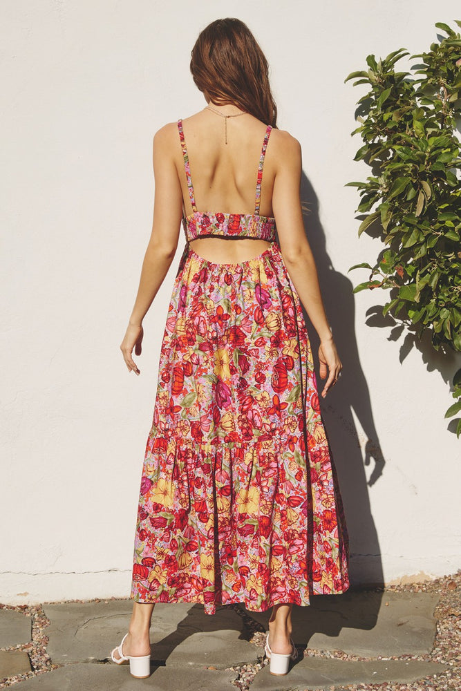 floral maxi tank dress Wycnly Formal Dresses for Women Sleeveless Deep V-Neck Floral Print Summer Maxi Dresses Tie Waist Slit Beach Bohemian Tank Dress Blue XL