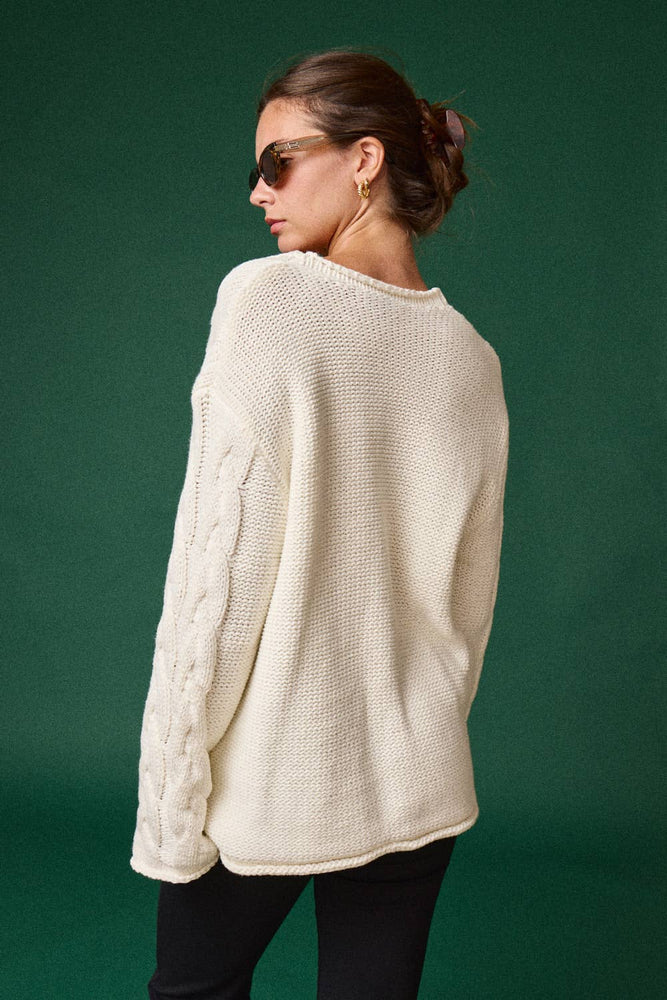 Cable Knit V-Neck Sweater