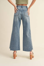 Color Block Raw Hem Denim Pants