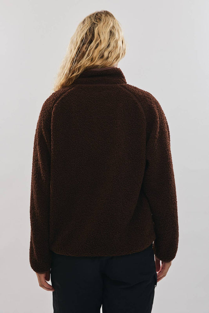 Mock Neck Fleece Jacket Mocha