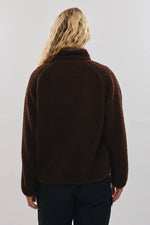 Mock Neck Fleece Jacket Mocha