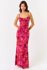 Floral Midi Dress Red and Pink