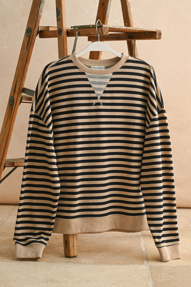 Striped Knit Long Sleeve Pullover