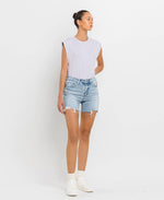 High Rise Midi Shorts Light Wash