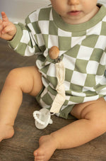 Checkered Oversized Bubble Romper French Terry