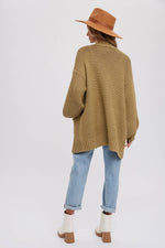 Chunky Cable Knit Cardigan Olive