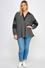 Plus Size Ribbed Rugby Polo